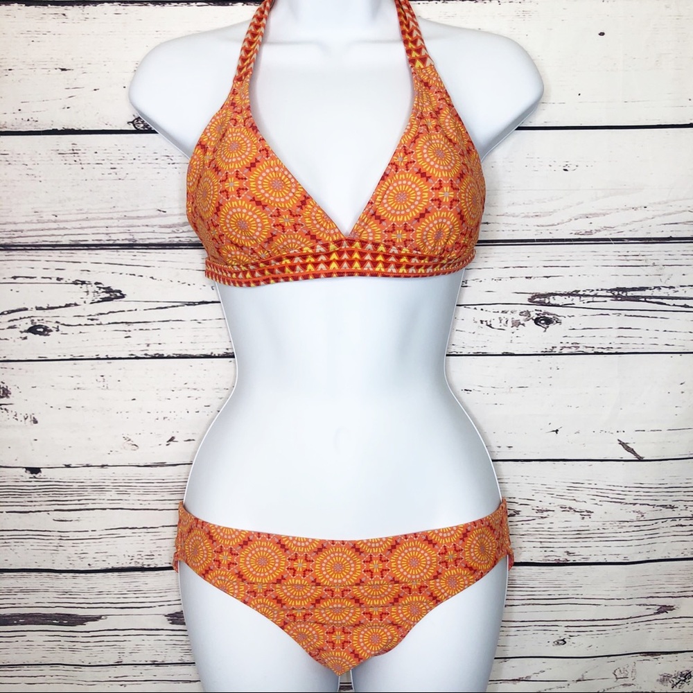 Prana orange starburst bikini